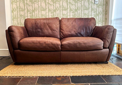 Natuzzi brown leather seater - natuzzi,