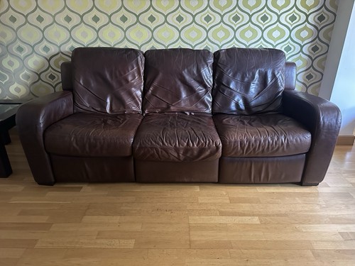 Natuzzi brown leather sofa 3 - brown,