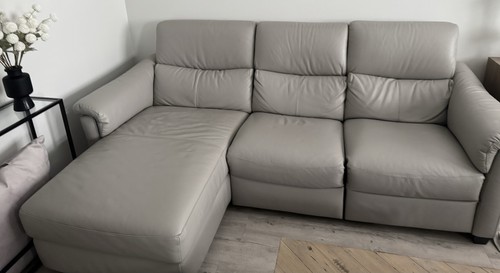 Natuzzi warm grey leather sofa - warm,