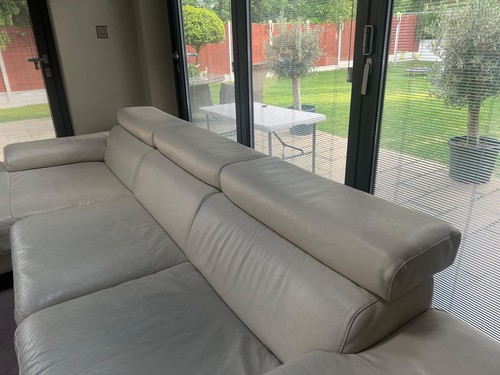 Natuzzi cream leather sofas - leather,