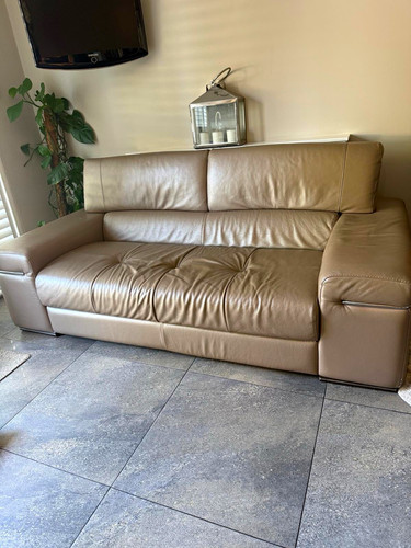 Natuzzi beige leather seater - natuzzi,
