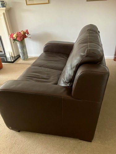 Natuzzi brown leather seater - natuzzi, 2-seater