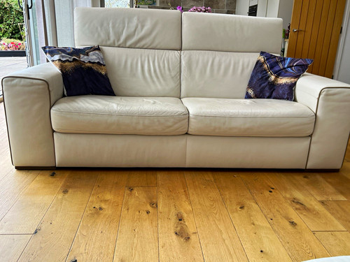 Natuzzi white leather - natuzzi, 3-seater