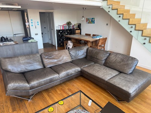 Natuzzi leather grey sofa - leather,