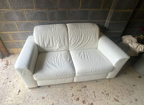 Natuzzi white leather seater - leather, 2