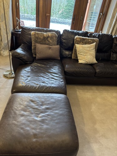 Natuzzi brown leather sofa - brown,