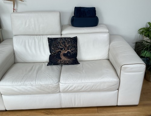 Natuzzi white leather - white, 2-seater