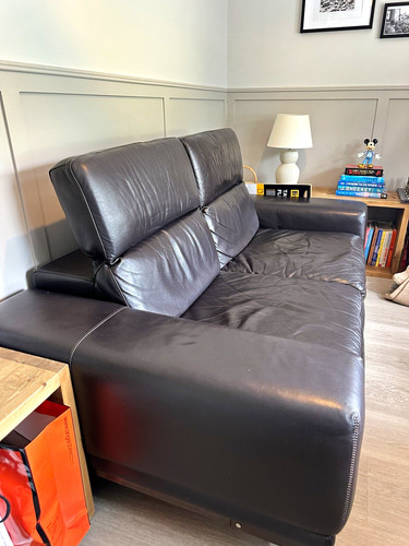 Natuzzi brown leather seater - 2,