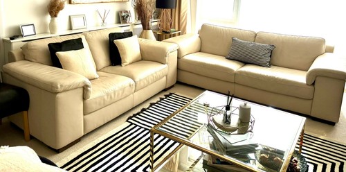 Natuzzi cream leather seater - leather, 3